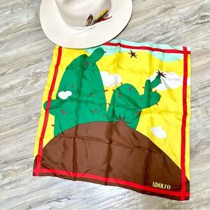 🌵Western vibe SILK cactus SCARF/wrap w Safari country vibe
